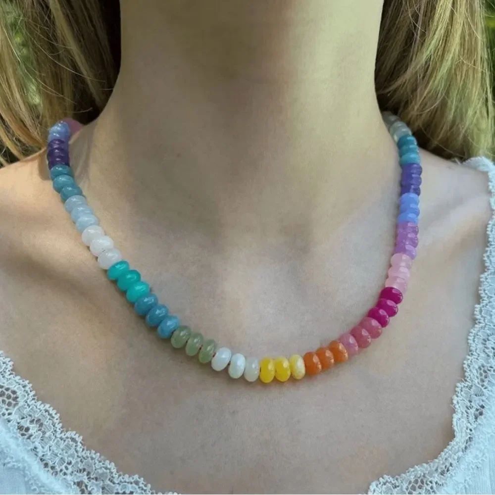 Rainbow Beaded Necklace Q251